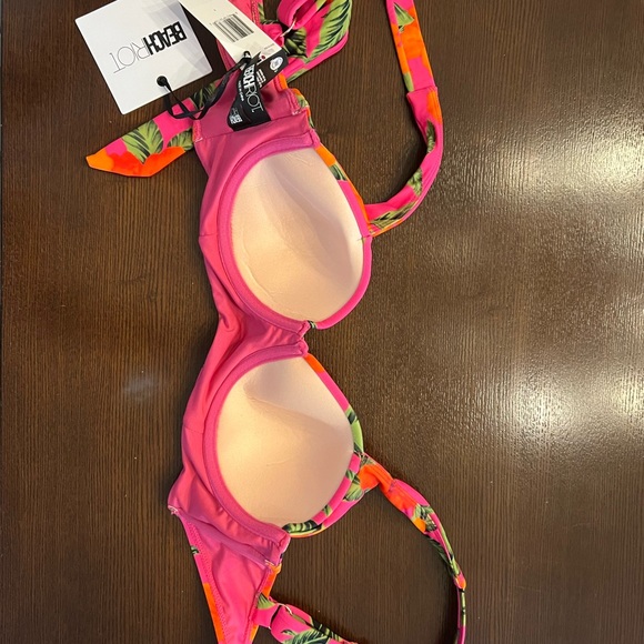 NWT Beach Riot Hibiscus Bikini Sz S Highway Bottom Paulina Top Floral Tropical - Picture 14 of 16